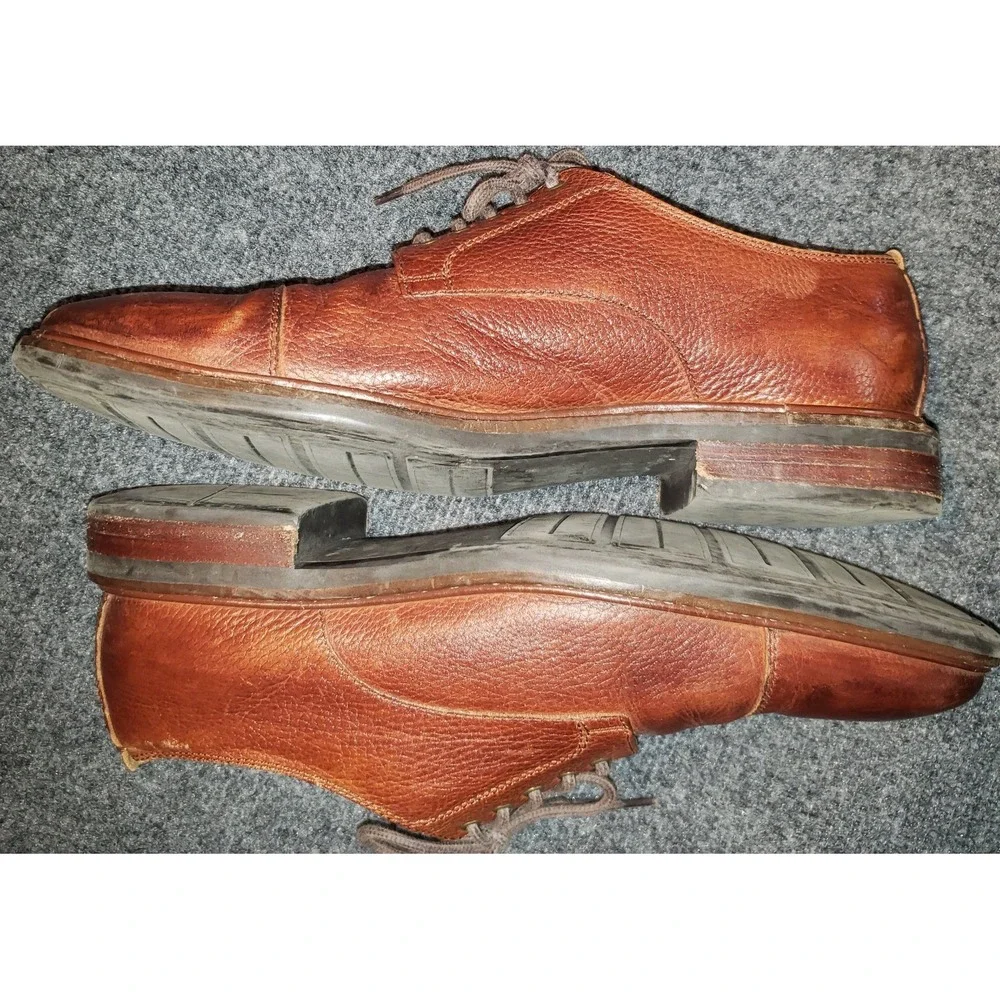 Mens Cole Haan Dress Casual Shoes Brown Pebble Leather 9.5 Broken In